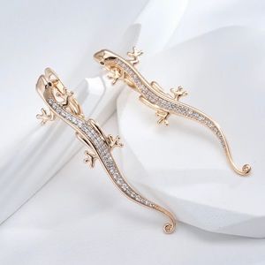 Rose Gold Tone Lizard Earrings with cubic zirconia